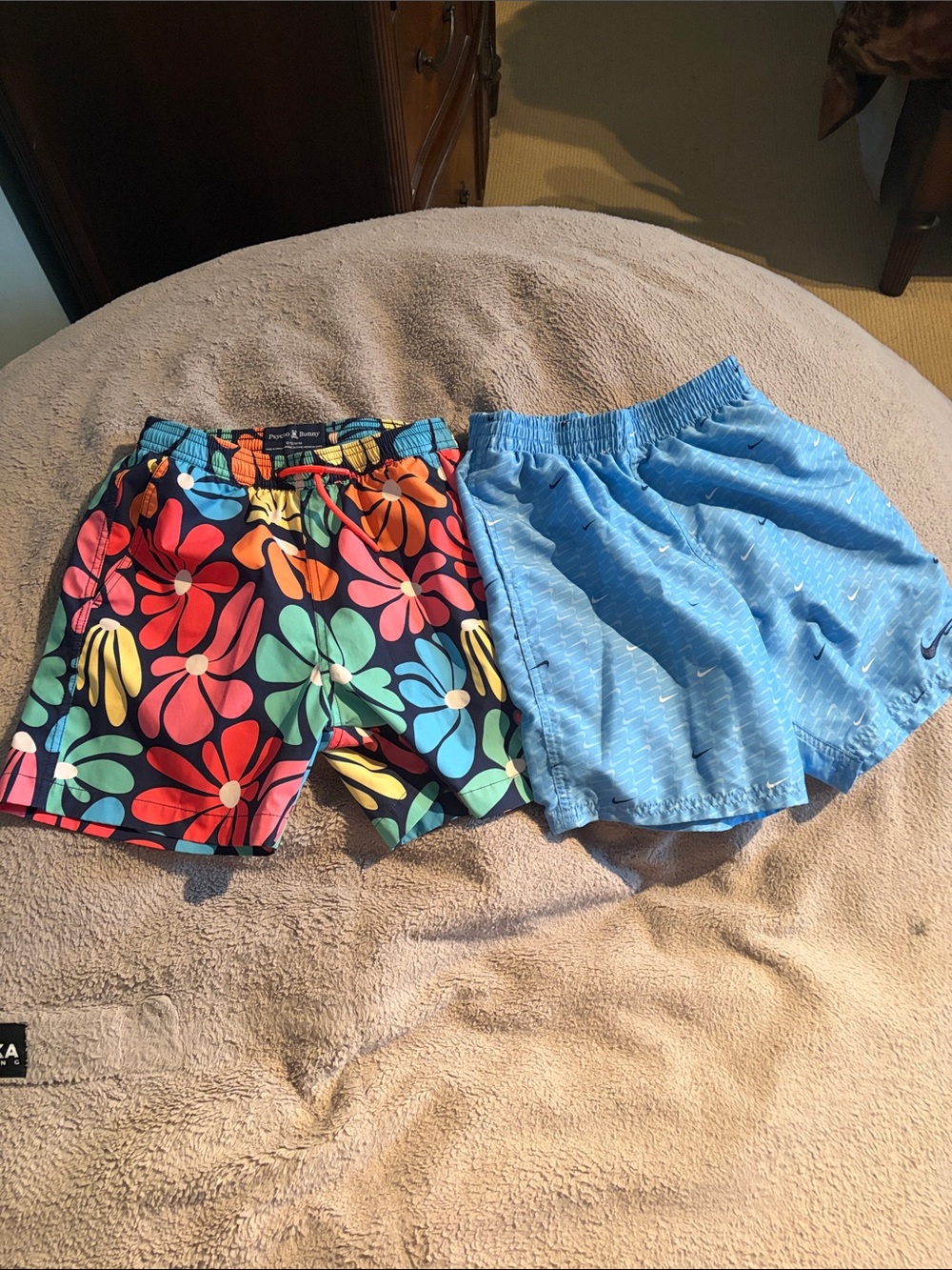 Psycho Bunny Kids Floral Swim Shorts and Nike Light Blue